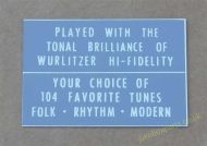 Wurlitzer Display Card Grey (WP71F)